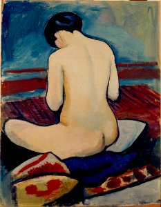 August Macke - Sitting Nude with Pillow - Google Art Project
