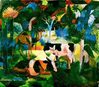 August Macke - Landscape with Cows and Camel