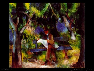 August macke 020 uomo che legge al parco