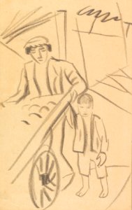 August Macke Mann mit Karre und Kind 1912