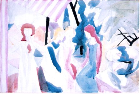 August Macke-Vier Mädchen auf einer Altane