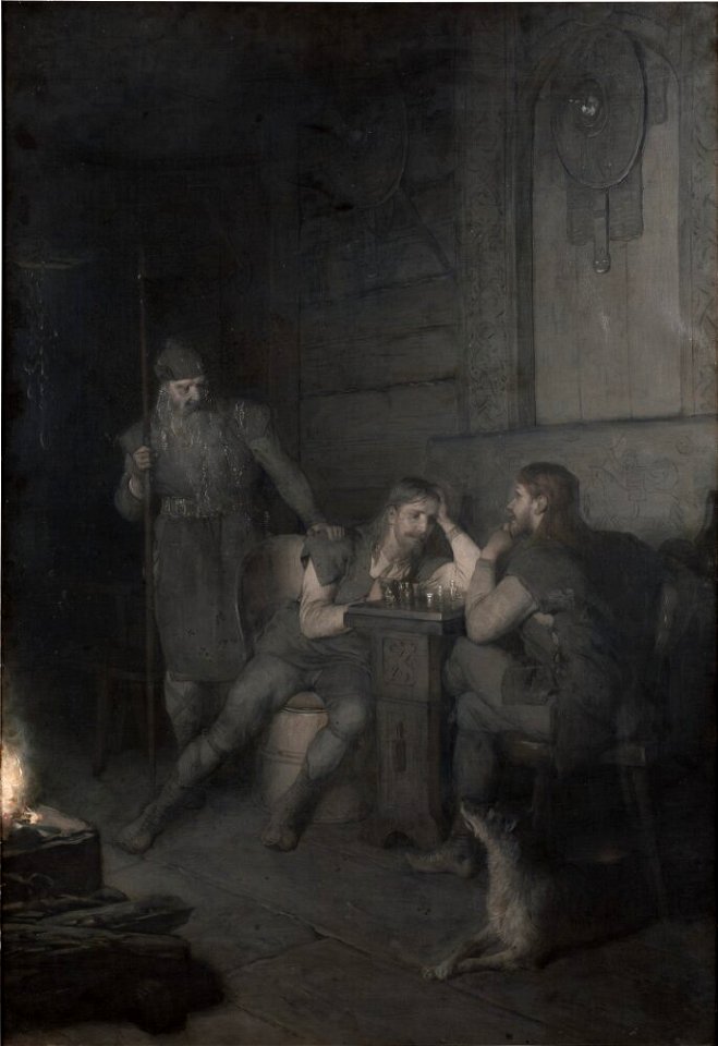 August Malmström - Frithiof spelar schack (ur Frithiofs saga) - NM 7107 - Nationalmuseum