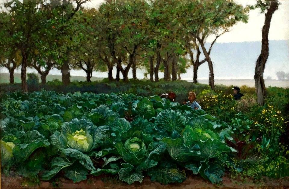 August Malmström - Lekande barn i trädgårdsland
