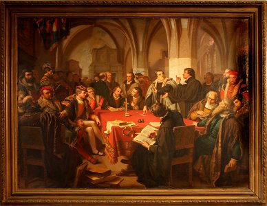 August Noack Religionsgespräch im Marburger Schloß 1869 mit Rahmen