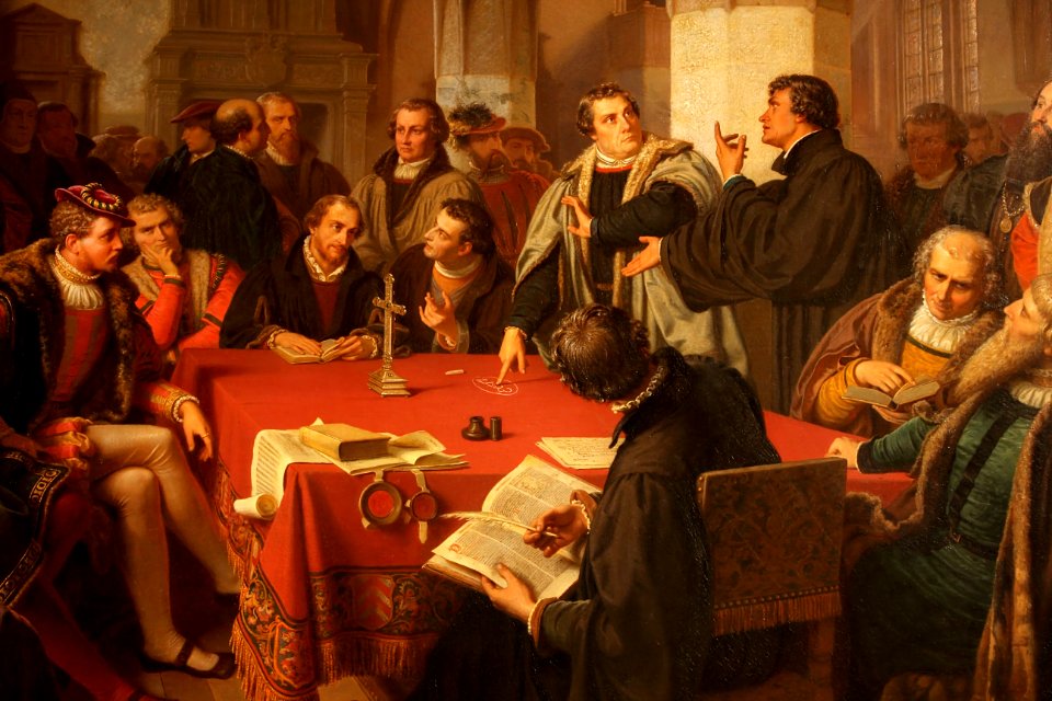 August Noack Religionsgespräch im Marburger Schloß 1869 Ausschnitt