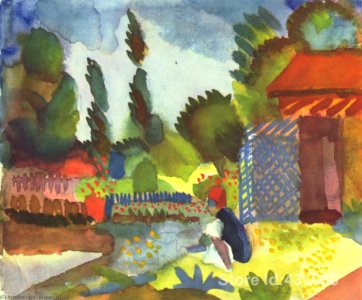 August macke-tunis landscape with a sedentary arabs