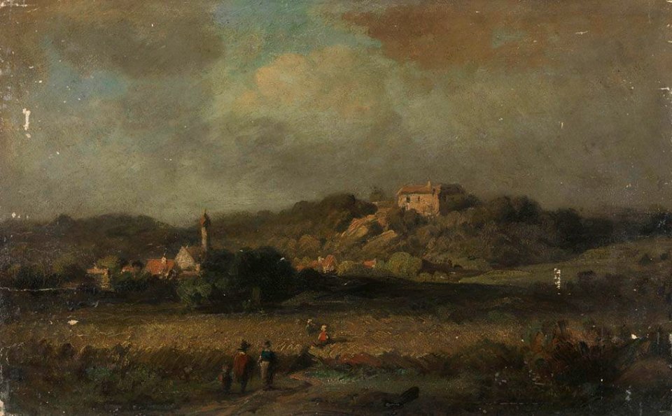 August Seidel - Landschaft mit Dorf und Burg - 13051 - Bavarian State Painting Collections