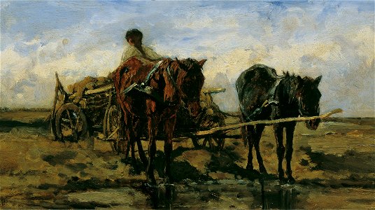 August von Pettenkofen - Ungarisches Bauernfuhrwerk am Wasser - 972 - Österreichische Galerie Belvedere