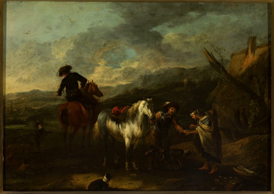 August Querfurt - Horsemen and a beggar woman against landscape - M.Ob.2244 MNW - National Museum in Warsaw