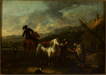 August Querfurt - Horsemen and a beggar woman against landscape - M.Ob.2244 MNW - National Museum in Warsaw