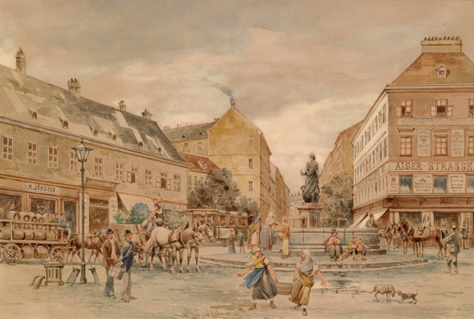 August Stefan Kronstein Alt-Wiener Brunnen am Alsergrund 1889