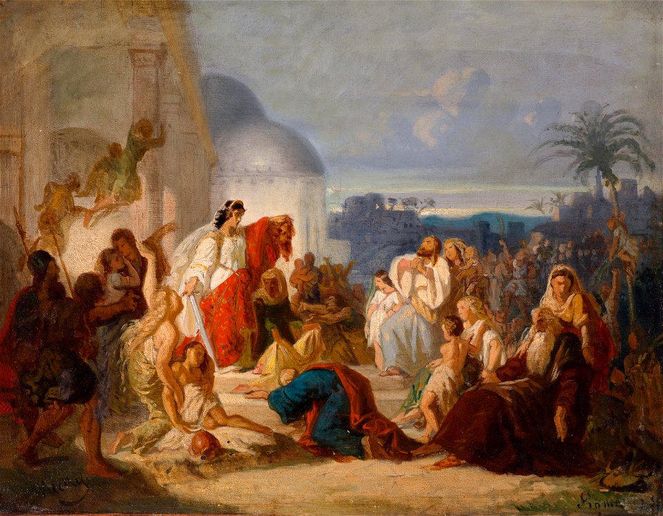 August von Heckel Judith zeigt das Haupt des Holofernes Entwurf