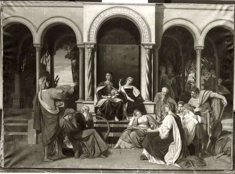 August Wolf (zugeschrieben) - Renaissancegesellschaft im Hof eines Palastes - HST 439 - Bavarian State Painting Collections