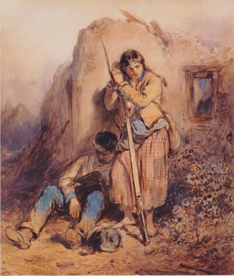 August von Pettenkofen - Ruhende Soldaten im ungarischen Feldzug - 1850