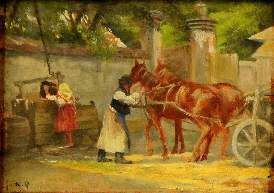 August von Pettenkofen - Pferdegespann