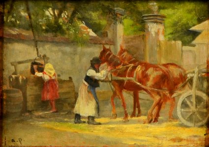 August von Pettenkofen - Pferdegespann