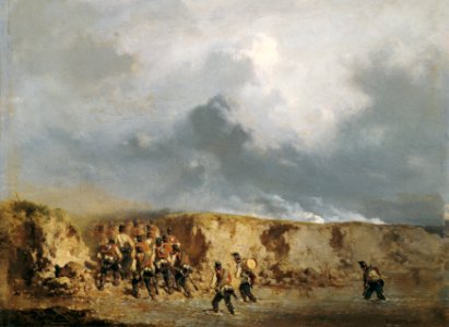 August von Pettenkofen - Österreichische Soldaten eine Furt überschreitend - 1443 - Österreichische Galerie Belvedere