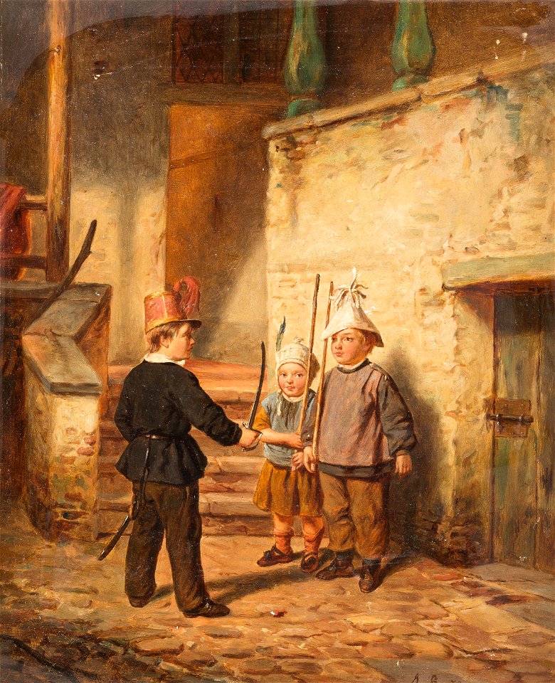 Auguste Bachelin Kinder beim Soldatenspiel 1859