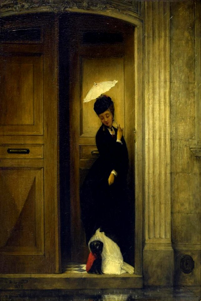 Auguste Joseph Delessard - Woman with Dog in Doorway - 1964.14.1 - Reading Public Museum