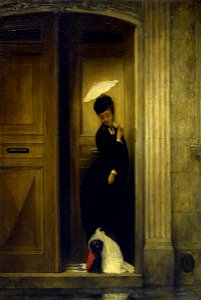 Auguste Joseph Delessard - Woman with Dog in Doorway - 1964.14.1 - Reading Public Museum