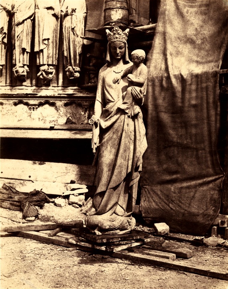 Auguste Mestral, Sculpture of Virgin and Child, Notre Dame, Paris, ca. 1851