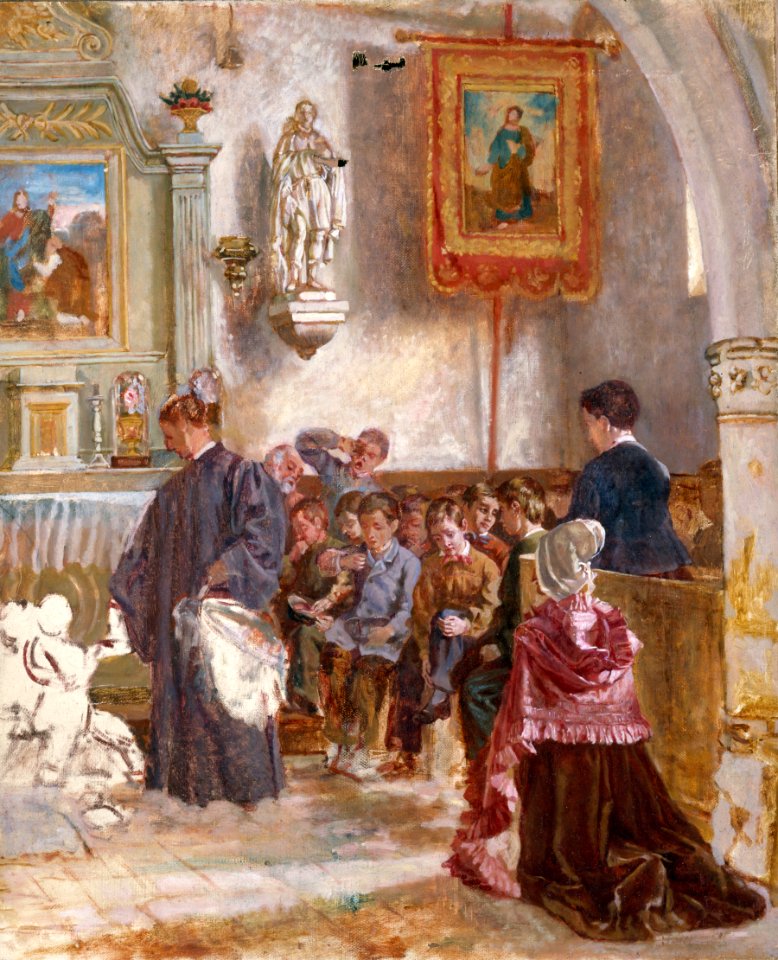 Auguste Dutuit - Catéchisme dans une église - PDUT1697 - Musée des Beaux-Arts de la ville de Paris