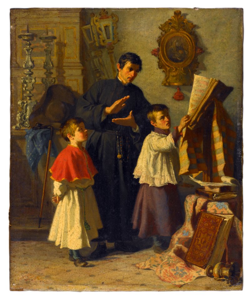 Auguste Dutuit - La leçon de chant des enfants de choeur, dans une sacristie à Rome - PDUT1707 - Musée des Beaux-Arts de la ville de Paris