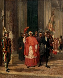 Auguste Dutuit - Cardinaux sortant du Vatican par la porte des Suisses, après une audience du Saint-Père - PDUT1705 - Musée des Beaux-Arts de la ville de Paris. Free illustration for personal and commercial use.