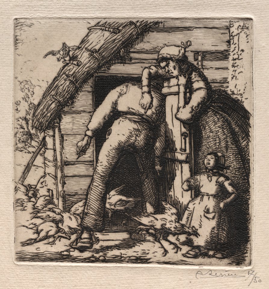 Auguste Louis Lepère (French, 1849-1918) - La Poulailler attrape la plus grosse - 1920.307 - Cleveland Museum of Art