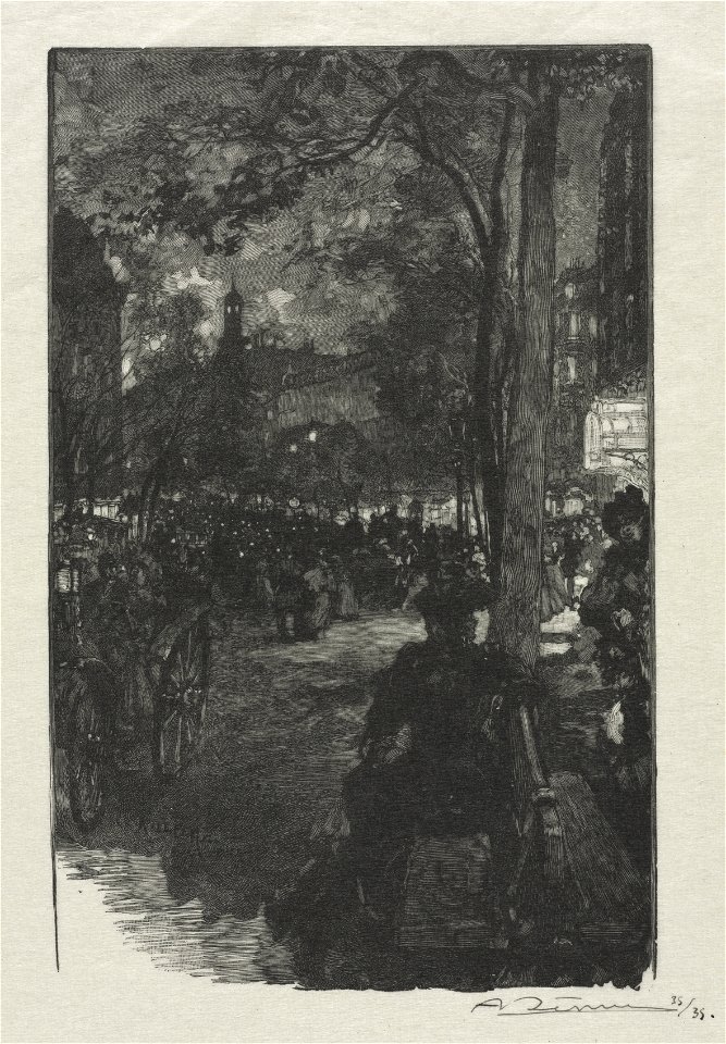 Auguste Louis Lepère (French, 1849-1918) - Boulevard Montmartre, Evening - 2007.253 - Cleveland Museum of Art