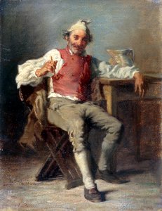 Auguste Dutuit - L'homme à la pipe - PDUT1704 - Musée des Beaux-Arts de la ville de Paris. Free illustration for personal and commercial use.