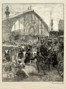 Auguste Louis Lepère (French, 1849-1918) - Sortie de l'exposition de 1889 - 1921.1340 - Cleveland Museum of Art