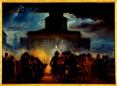 Auguste Raffet - Bivouac place du Panthéon, dans la nuit du 22 au 23 décembre 1830 - P493 - Musée Carnavalet