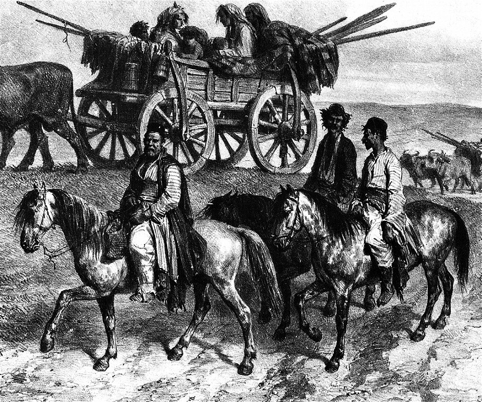 Auguste Raffet, Famille tsigane en voyage en Moldavie, 1837