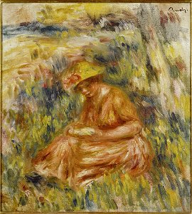Auguste Renoir - Femme lisant dans un paysage - PPP4824 - Musée des Beaux-Arts de la ville de Paris. Free illustration for personal and commercial use.
