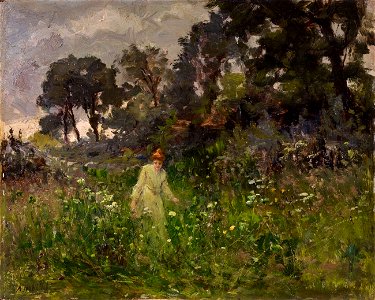 Auguste Michel Nobillet Landschaft mit junger Frau
