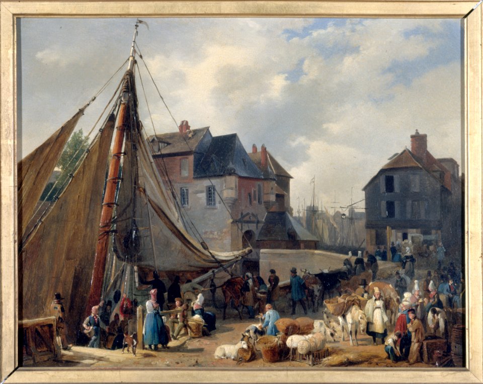 Auguste-Xavier Leprince - Le port d'Honfleur, l'embarquement des bestiaux - PDUT875 - Musée des Beaux-Arts de la ville de Paris