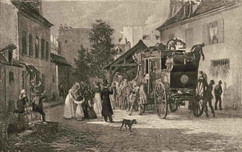 Auguste-Xavier Leprince, Le depart de la Diligence, 1819