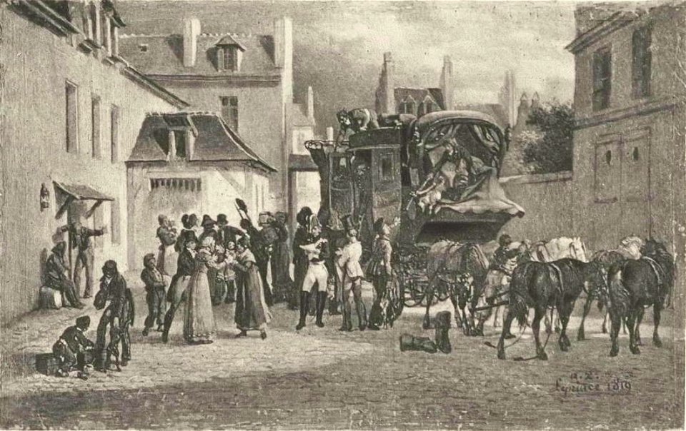 Auguste-Xavier Leprince, L'arrivée de la Diligence, 1819