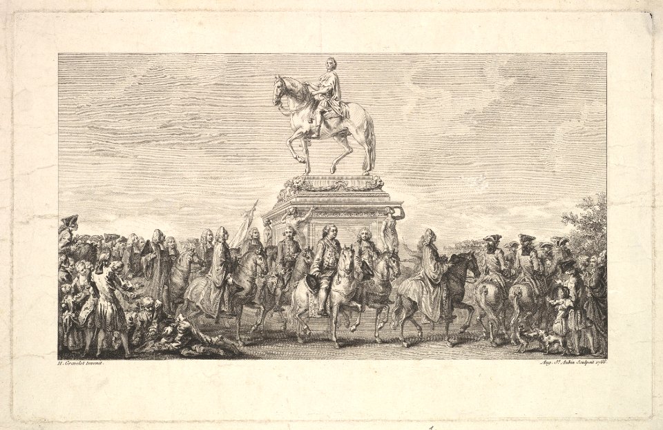 Augustin de Saint-Aubin, The Inauguration of the Statue of Louis XV, 1766