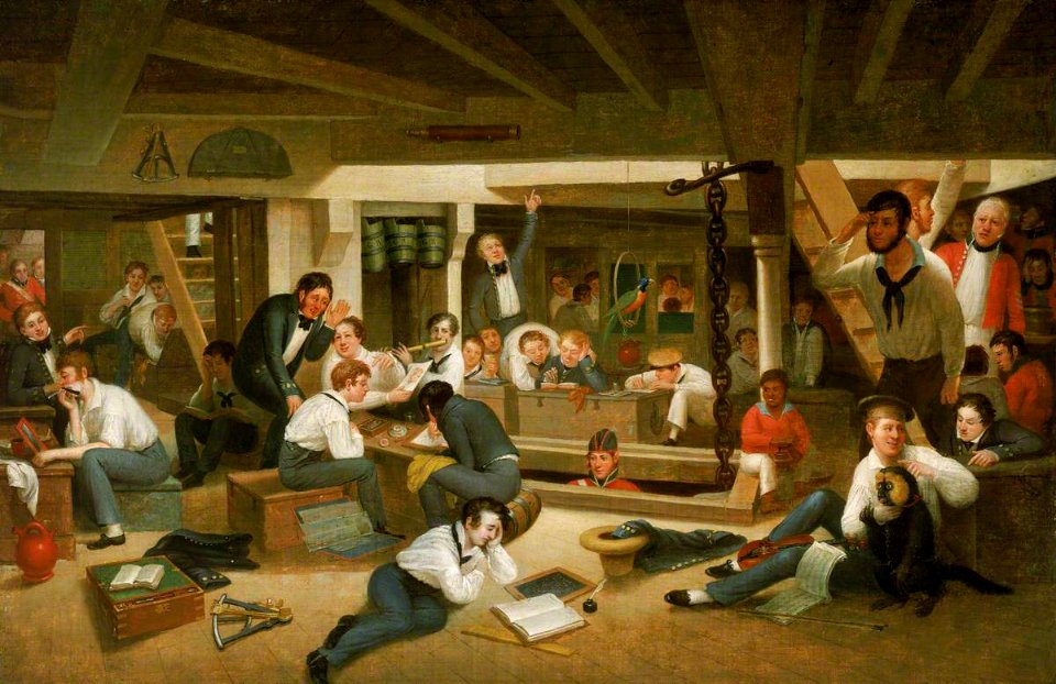 Augustus Earle (1793-1838) - Life in the Ocean Representing the Usual Occupations of the Young Officers in the Steerage of a British Frigate at Sea - BHC1118 - Royal Museums Greenwich