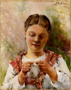 Aukusti Uotila - Girl Knitting - A IV 2793 - Finnish National Gallery