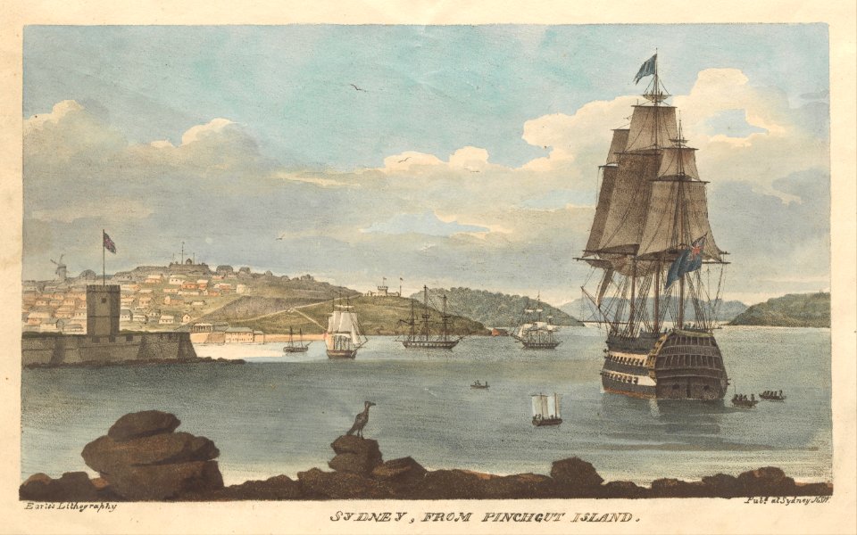 Augustus Earle - Sydney from Pinchgut IslandEarle, Augustus. Views in Australia. Sydney- Earle's Lithography, 1826. - Google Art Project
