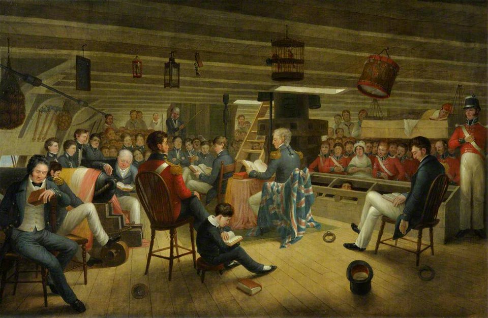 Augustus Earle (1793-1838) - Divine Service as it is Usually Performed on Board a British Frigate at Sea - BHC1119 - Royal Museums Greenwich