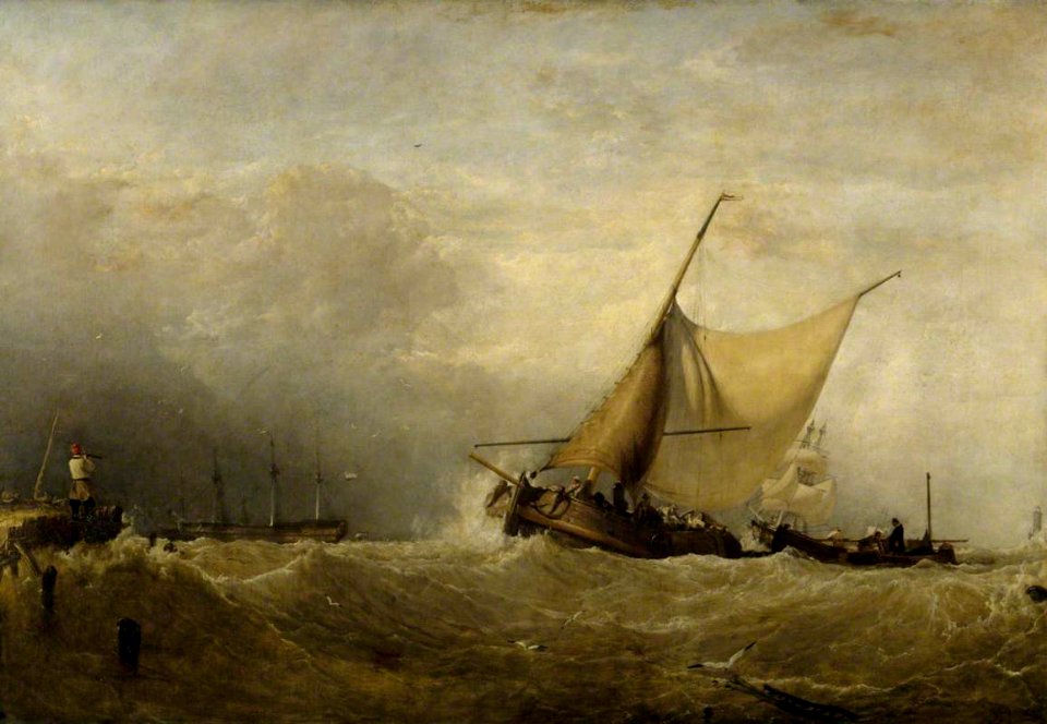 Augustus Wall Callcott (1779-1844) - A Sea Piece, with a Dutch Fishing Boat Coming in, and Men of War in the Distance - 486137 - National Trust