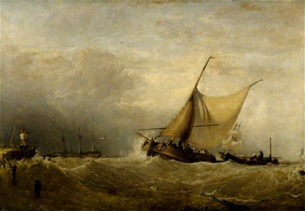 Augustus Wall Callcott (1779-1844) - A Sea Piece, with a Dutch Fishing Boat Coming in, and Men of War in the Distance - 486137 - National Trust