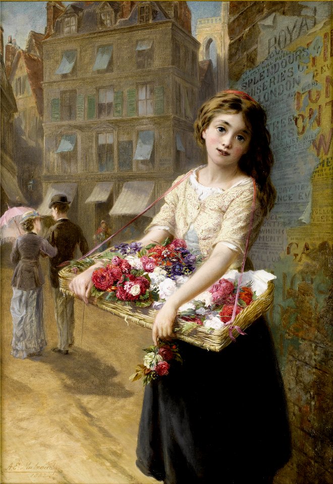 Augustus Edwin Mulready A street flower seller 1882