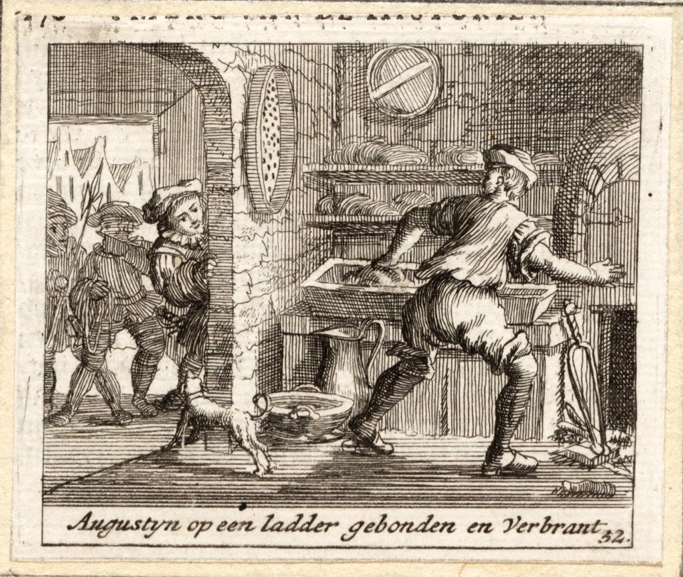 Augustyn op een ladder gebonden en verbrant, objectnr A 41991
