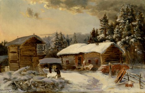 Aukusti Uotila - Hämäläinen maalaistalo, kopio Hjalmar Munsterhjelmin mukaan - A-1993-198 - Finnish National Gallery