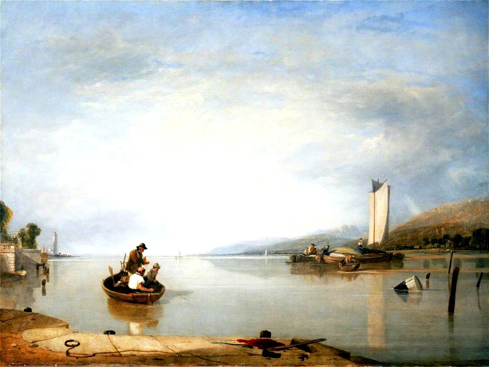 Augustus Wall Callcott (1779-1844) - Dead Calm, Boats off Cowes Castle - BHC1154 - Royal Museums Greenwich